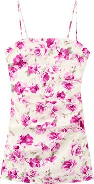 MANGO Ruched Floral Dress