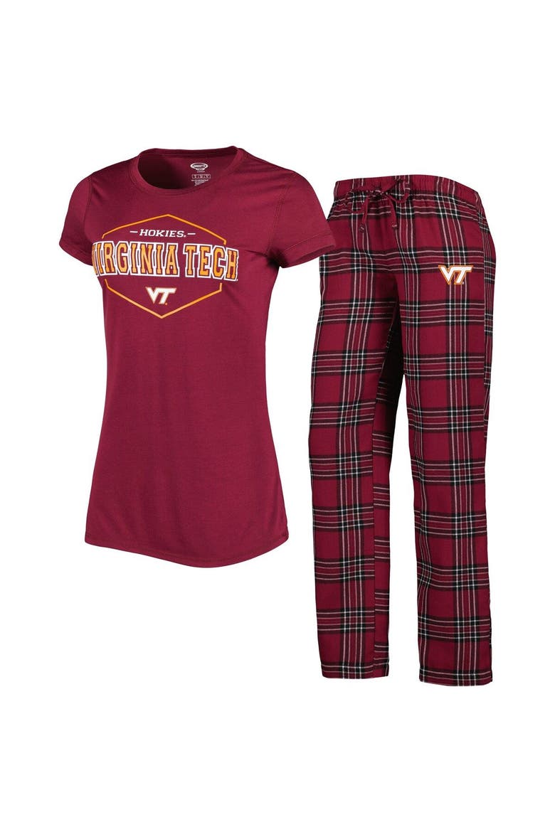 Women's Concepts Sport Maroon/Black Virginia Tech Hokies Badge T-Shirt & Flannel Pants Sleep Set, Main, color, Maroon