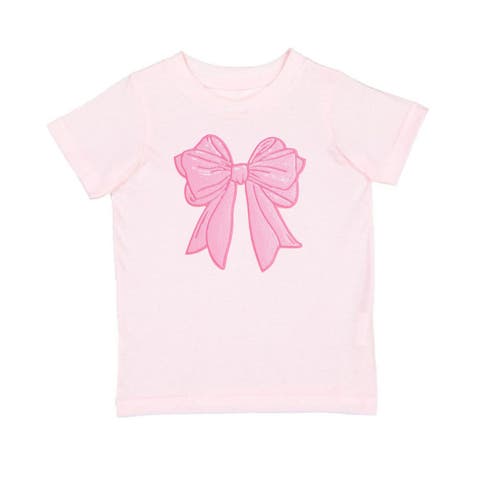 Pink Bow Sequin Patch Short Sleeve T-shirt (toddler, Little Kid & Big Kid)