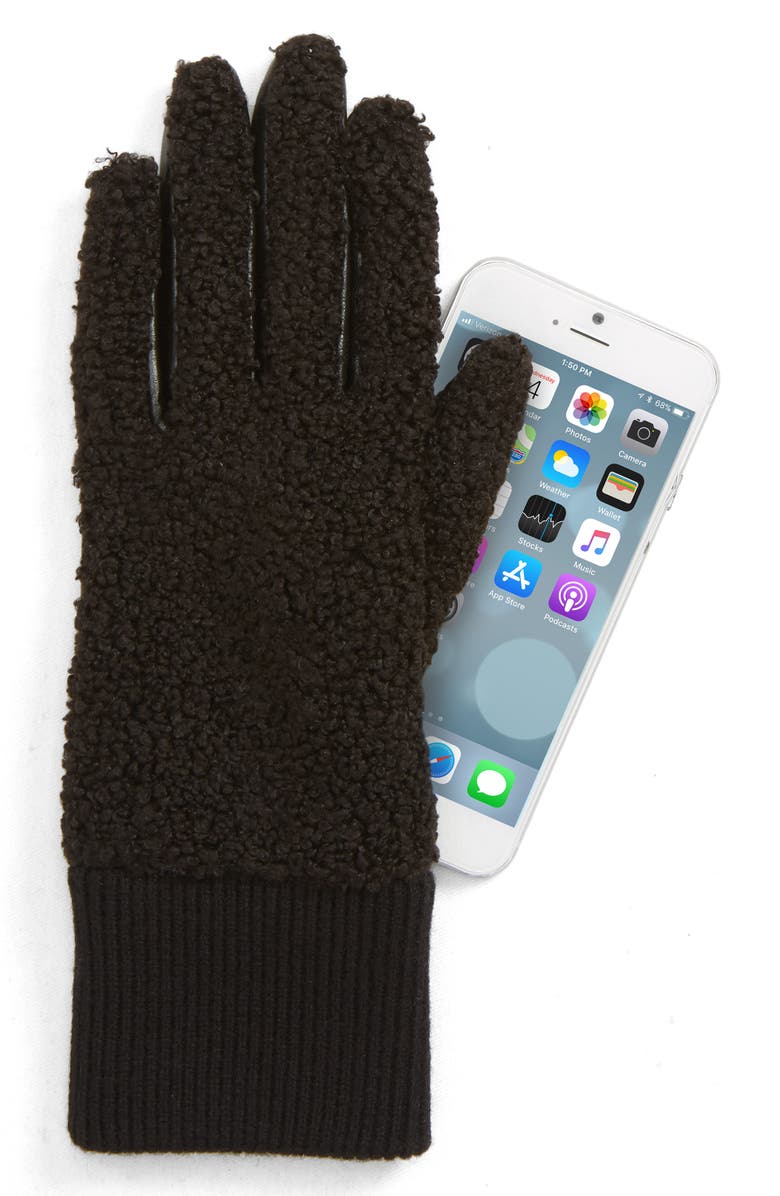 UGG<sup>®</sup> Collection UGG<sup>®</sup> Faux Shearling Touchscreen Compatible Gloves, Alternate, color,