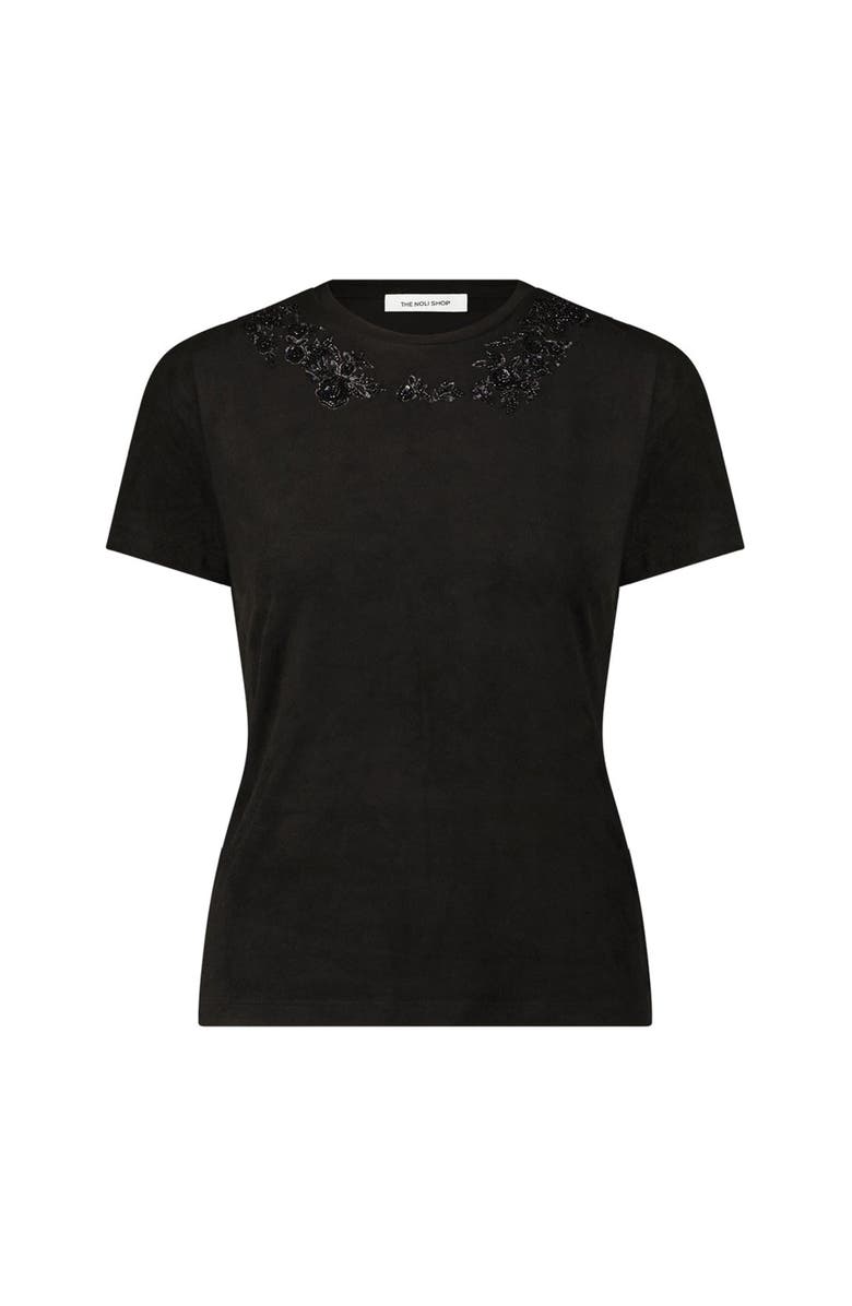 The Noli Shop Amaya Floral Sequin T-Shirt, Alternate, color, Black