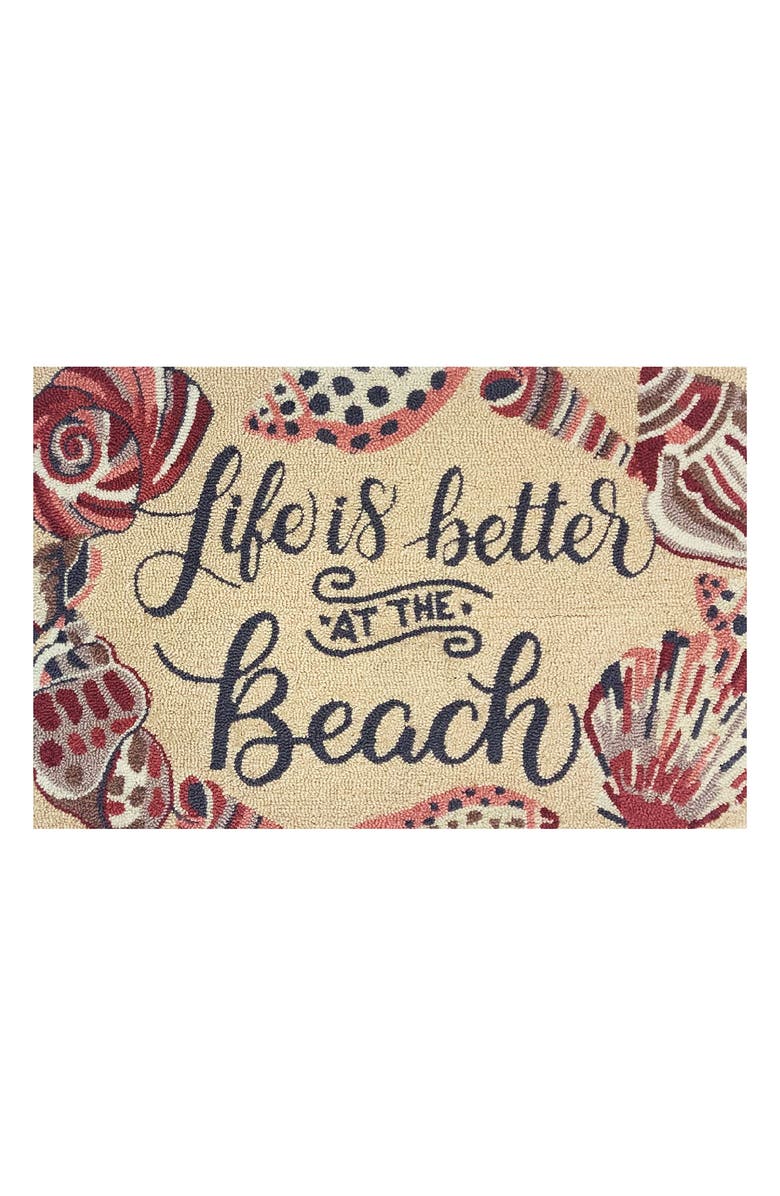 R16 HOME Life's a Beach Looped Door Mat, Main, color, Cream Multi