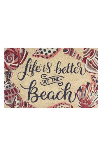 R16 Home Life's A Beach Looped Door Mat In Cream Multi