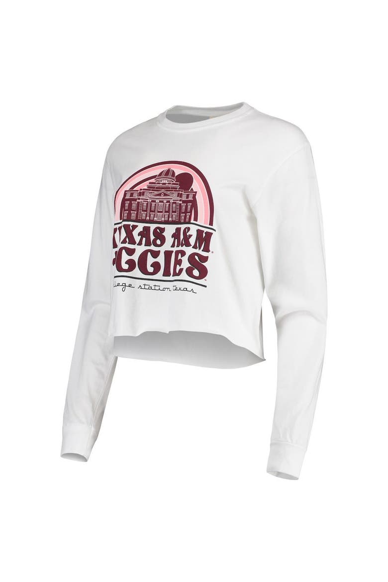 Women's White Texas A&M Aggies Retro Campus Crop Long Sleeve T-Shirt, Alternate, color, White