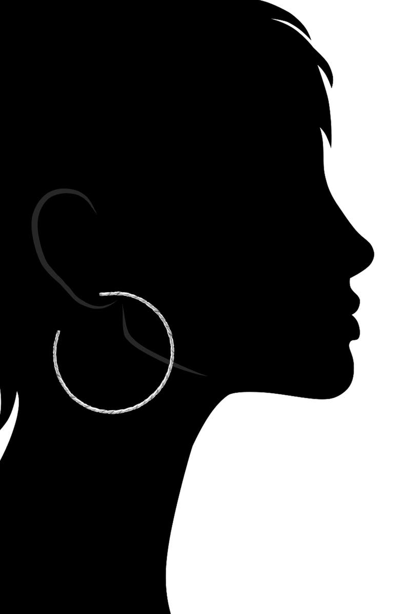 RIVKA FRIEDMAN White Rhodium Clad Satin Finish Chain 50mm Hoop Earrings, Alternate, color, White Rhodium Clad