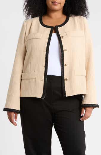 Contrast Trim Cropped Jacket
