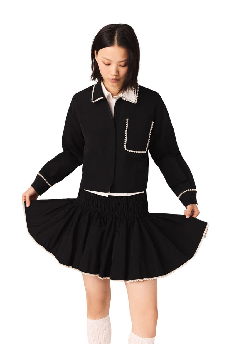 Beaded taffeta skirt, Main, color, Black