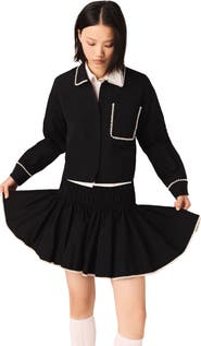 maje Beaded taffeta skirt