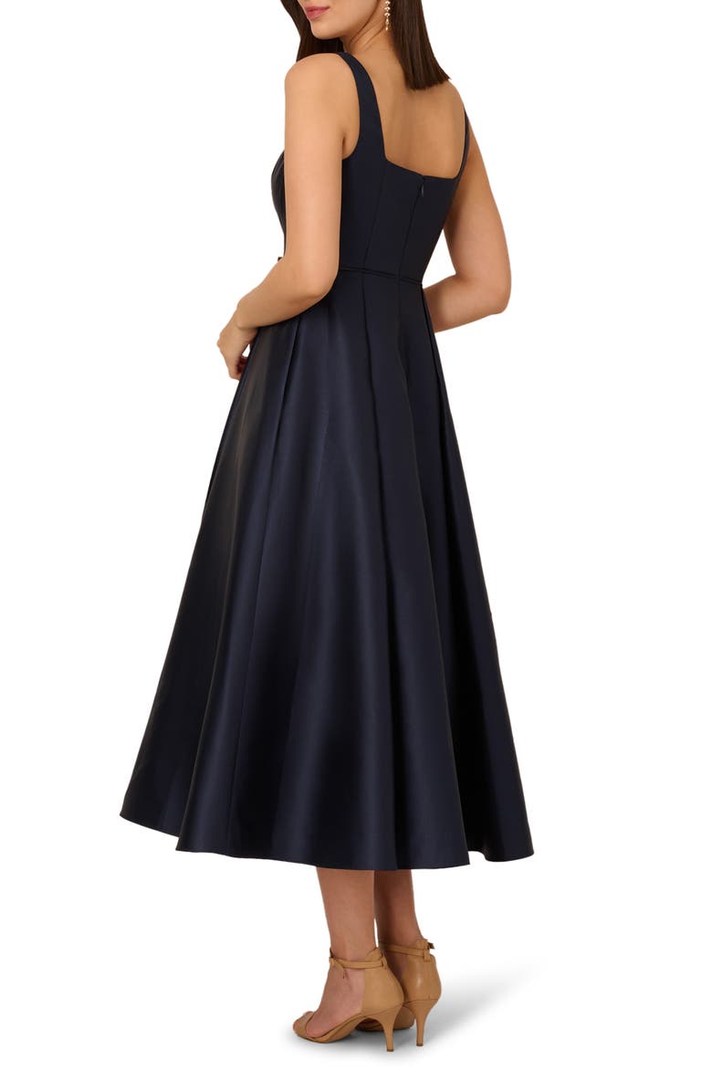 Adrianna Papell Mikado A-Line Cocktail Dress, Alternate, color, Midnight