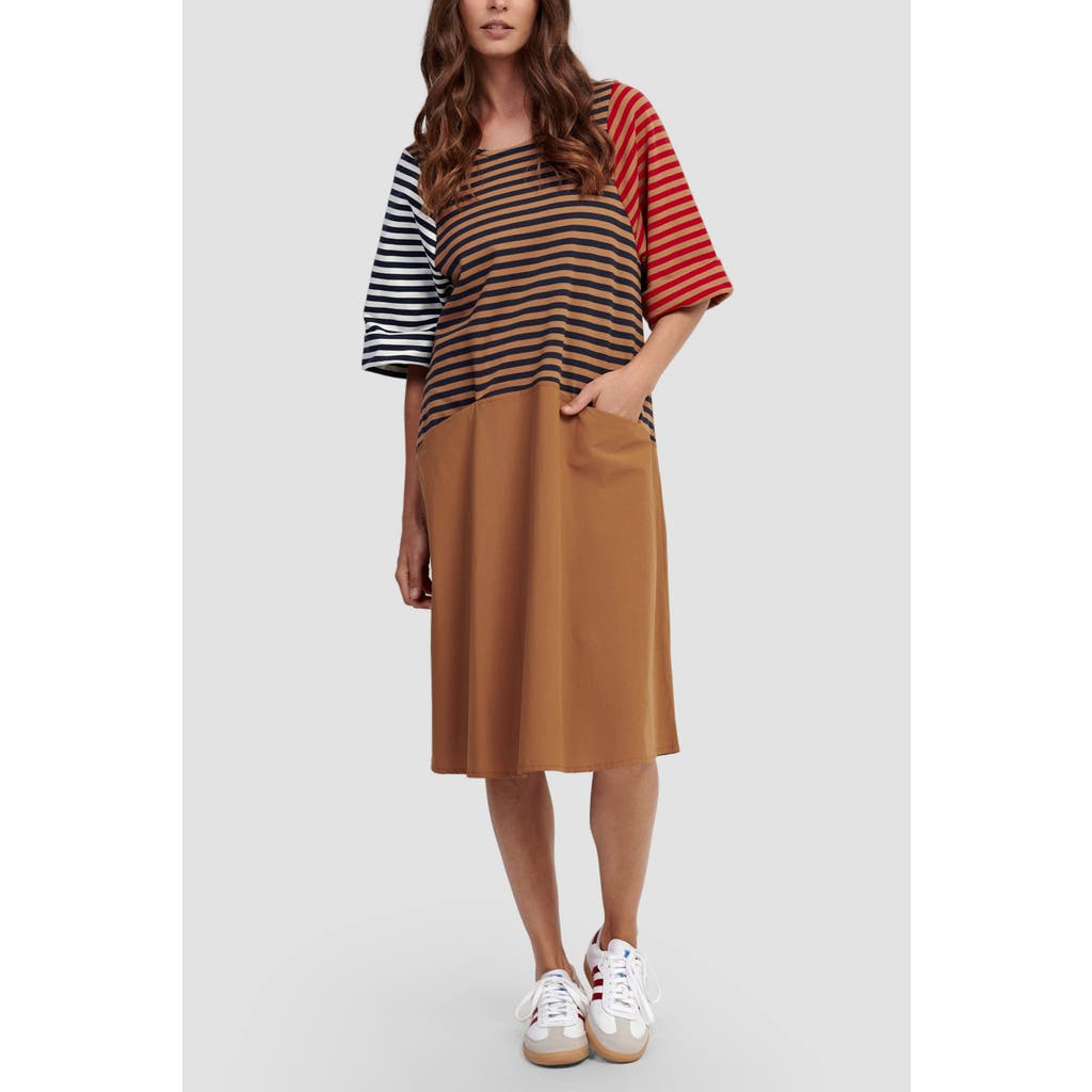 ALEMBIKA ALEMBIKA MIXED MEDIA A-LINE MIDI DRESS