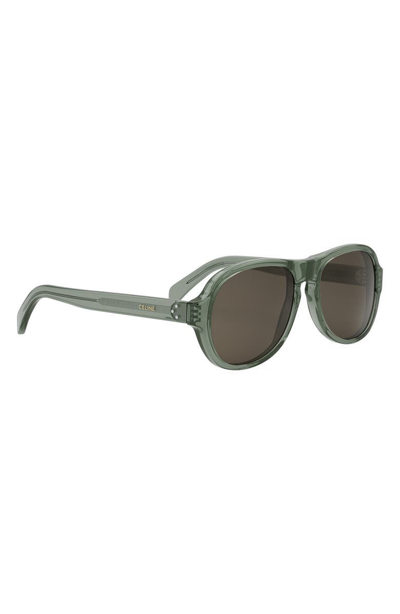 CELINE Bold 3 Dots 56mm Pilot Sunglasses, Alternate, color, Shiny Light Green / Brown