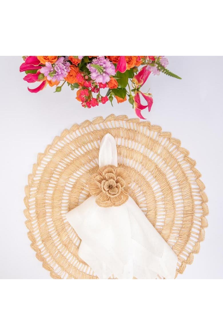Buriti Flower Napkin Ring - Set of 4, Alternate, color, Natural