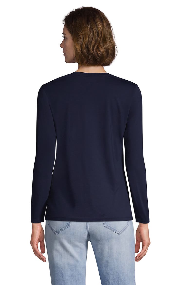 Supima Cotton Long Sleeve V-neck T-shirt, Alternate, color, Radiant Navy