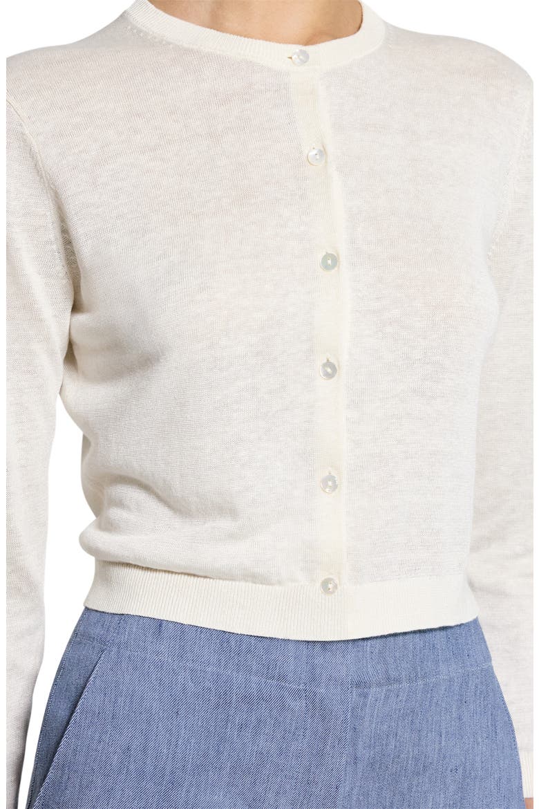 Linen Blend Crop Cardigan, Alternate, color, BONE