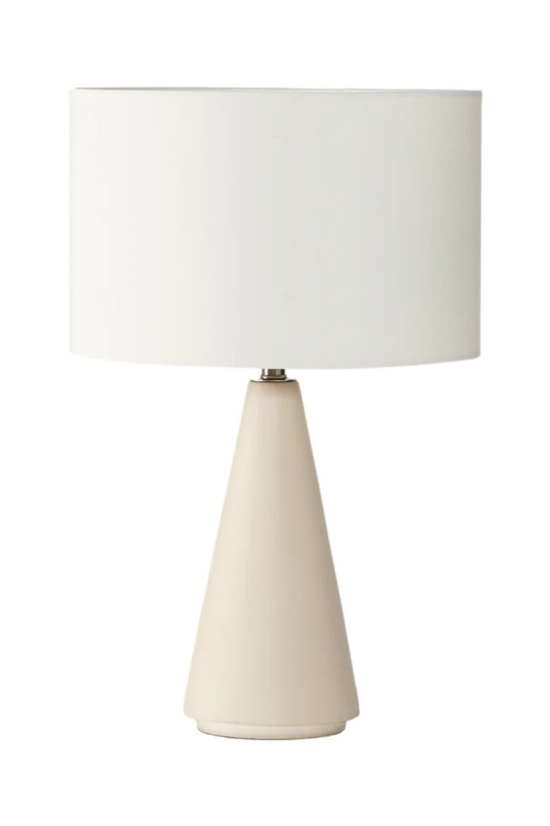 Nathaniel 20" Cement LED Table Lamp with Cream Cotton Drum Shade, Main, color, Beige/Cream