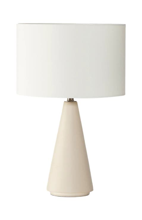 Nathaniel 20" Cement LED Table Lamp with Cream Cotton Drum Shade