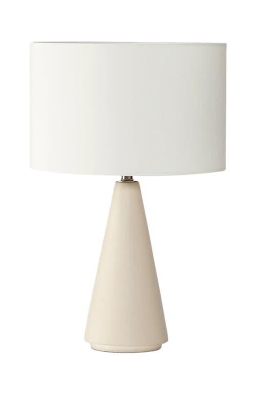 Brightech Nathaniel 20" Cement LED Table Lamp with Cream Cotton Drum Shade in Beige/cream 