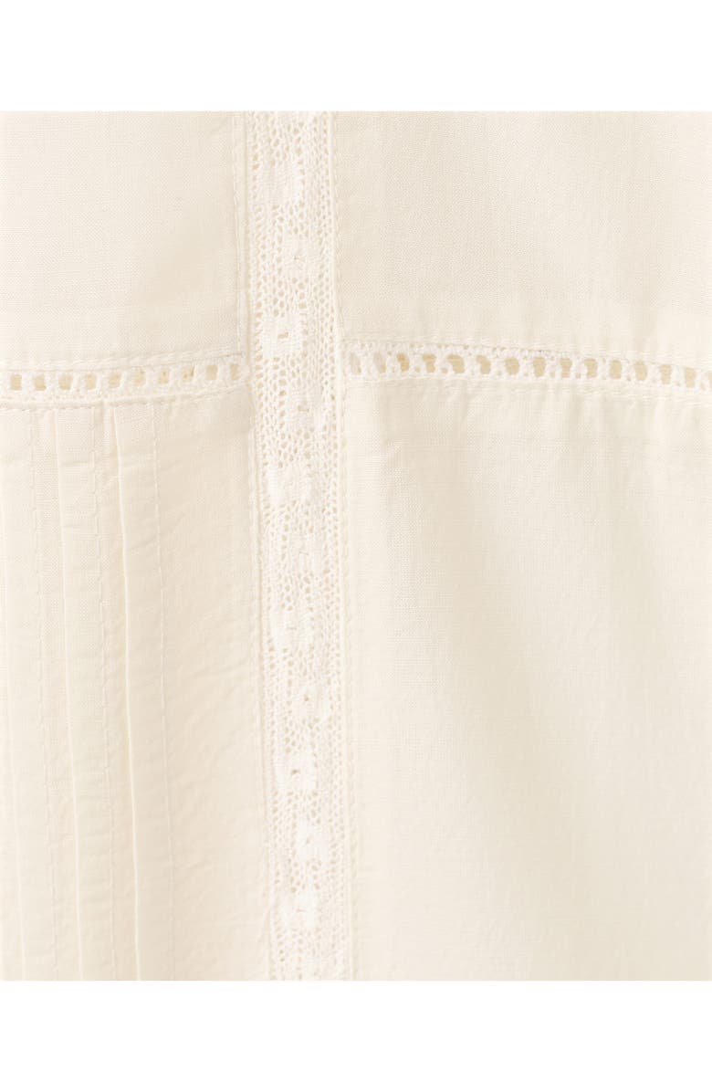 MANGO Lace Trim Cotton Blend Pajamas, Alternate, color, Vanilla