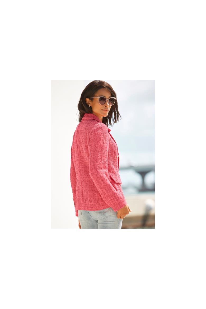 Double Breasted Boucle Blazer, Alternate, color, Coral