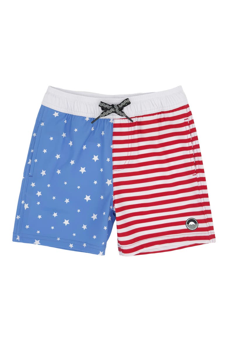 Kids' Scallop Print Volley Swim Trunks, Main, color, BLUE JAY