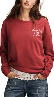 Lucky Brand Valentine Heart Crewneck Sweatshirt