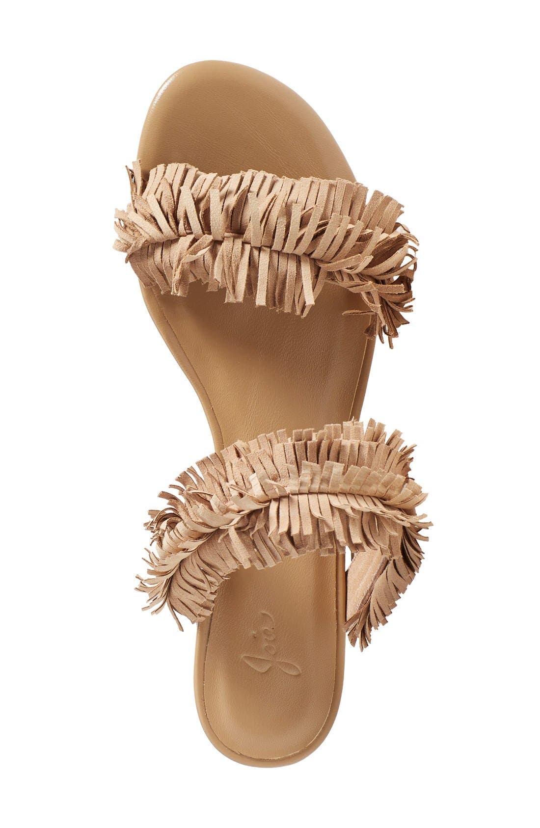'Pippa' Fringe Slide Sandal, Alternate, color, BUFF KID SUEDE