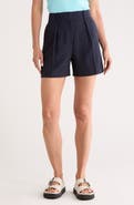 Theory High Waist Pleat Crepe Shorts