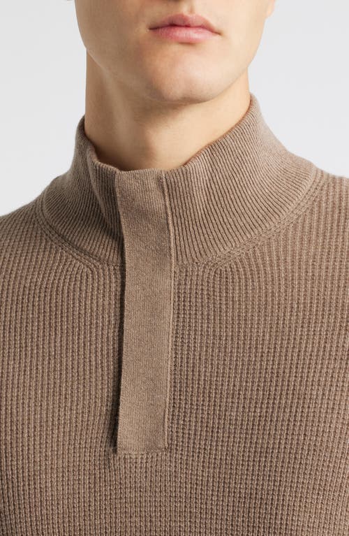 Canali Quarter Zip Wool & Cashmere Blend Sweater In Brown