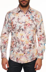 Robert Graham Splash of Color Print Cotton Shirt