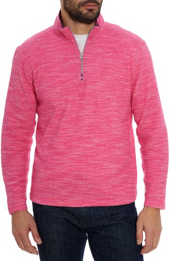 Robert Graham Ledson Space Dye Quarter Zip Top In Purple