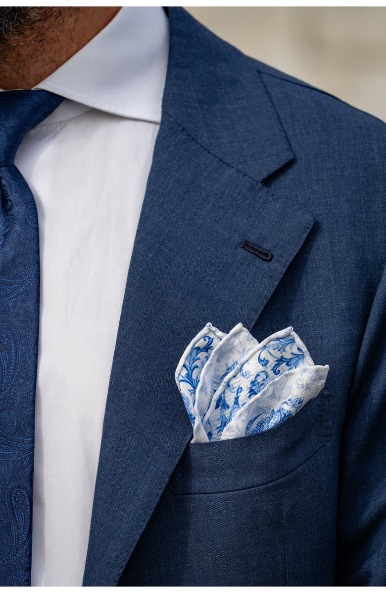 Elizabetta Porto - Double Sided Silk Pocket Square for Men, Alternate, color, Azure