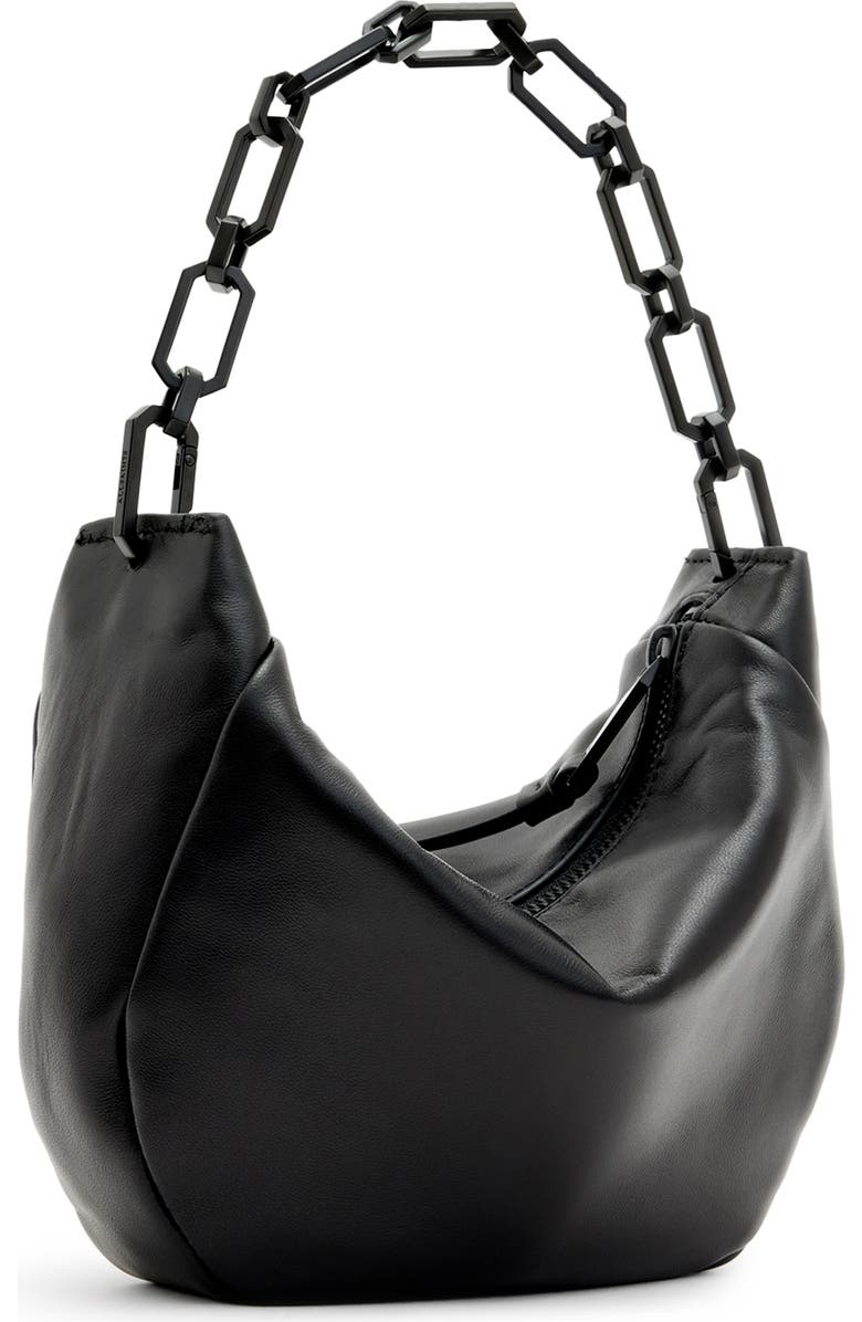 AllSaints Mini Madea Chain Leather Hobo Bag, Alternate, color,