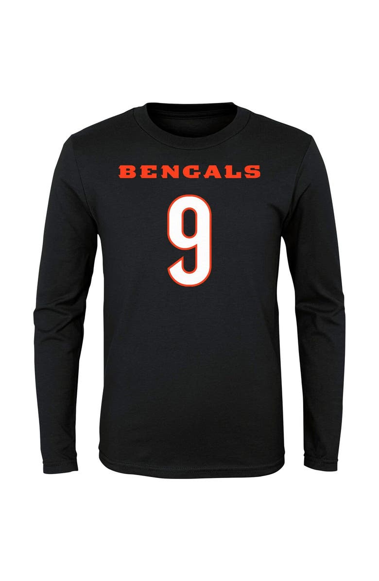 Outerstuff Youth Joe Burrow Black Cincinnati Bengals Mainliner Player Name & Number Long Sleeve T-Shirt, Alternate, color, 