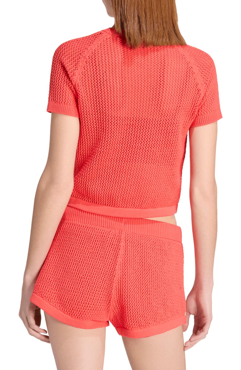 adidas Originals Open Stitch Short Sleeve Crop Sweater, Alternate, color, Semi Lucid Red