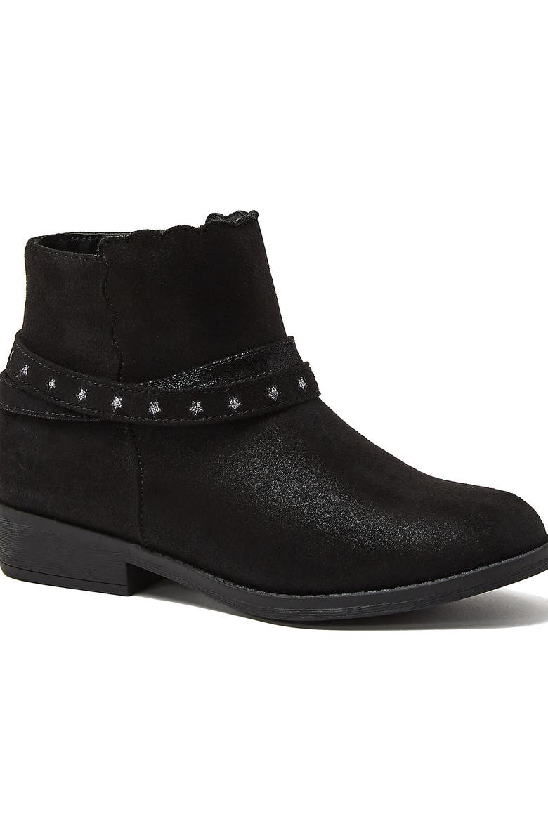 Lands' End Girls Shimmer Zip Up Western Booties, Main, color, Black Shimmer