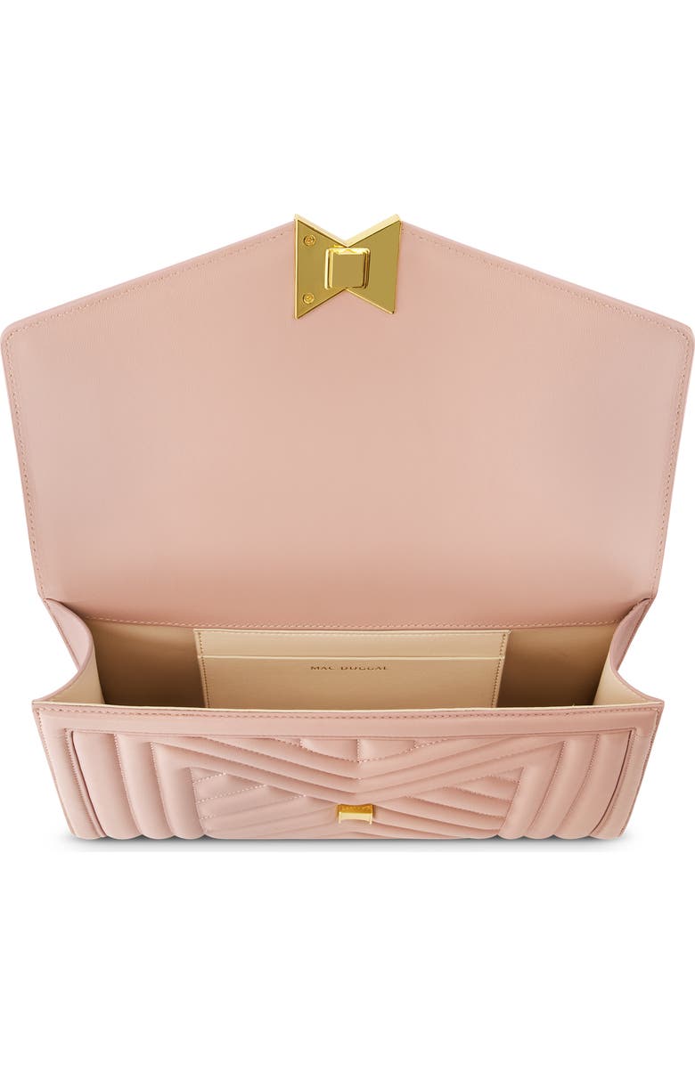 Mac Duggal Gold Plated Hardware Quilted Napa Leather Handbag, Alternate, color, Rose