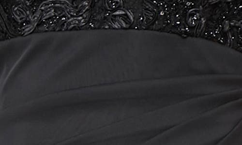 Alex Evenings Embellished Short Sleeve Empire Waist Gown In Black