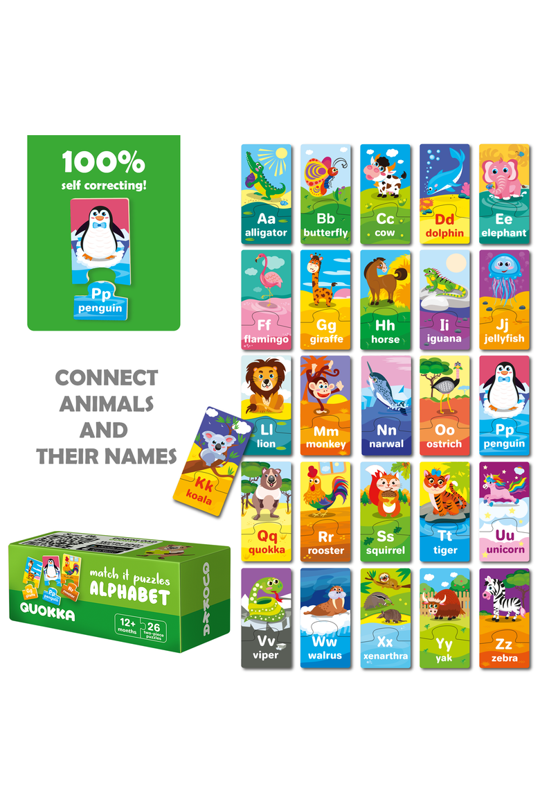 Matching Jigsaw Puzzle 5-Pack Set for Toddlers, Alternate, color, Matching Games Abc