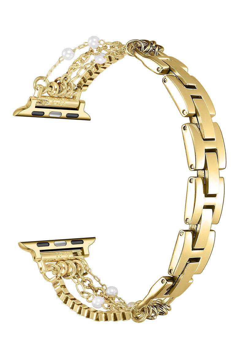 Gigi Pearl Chain Watchband, Alternate, color, GOLD