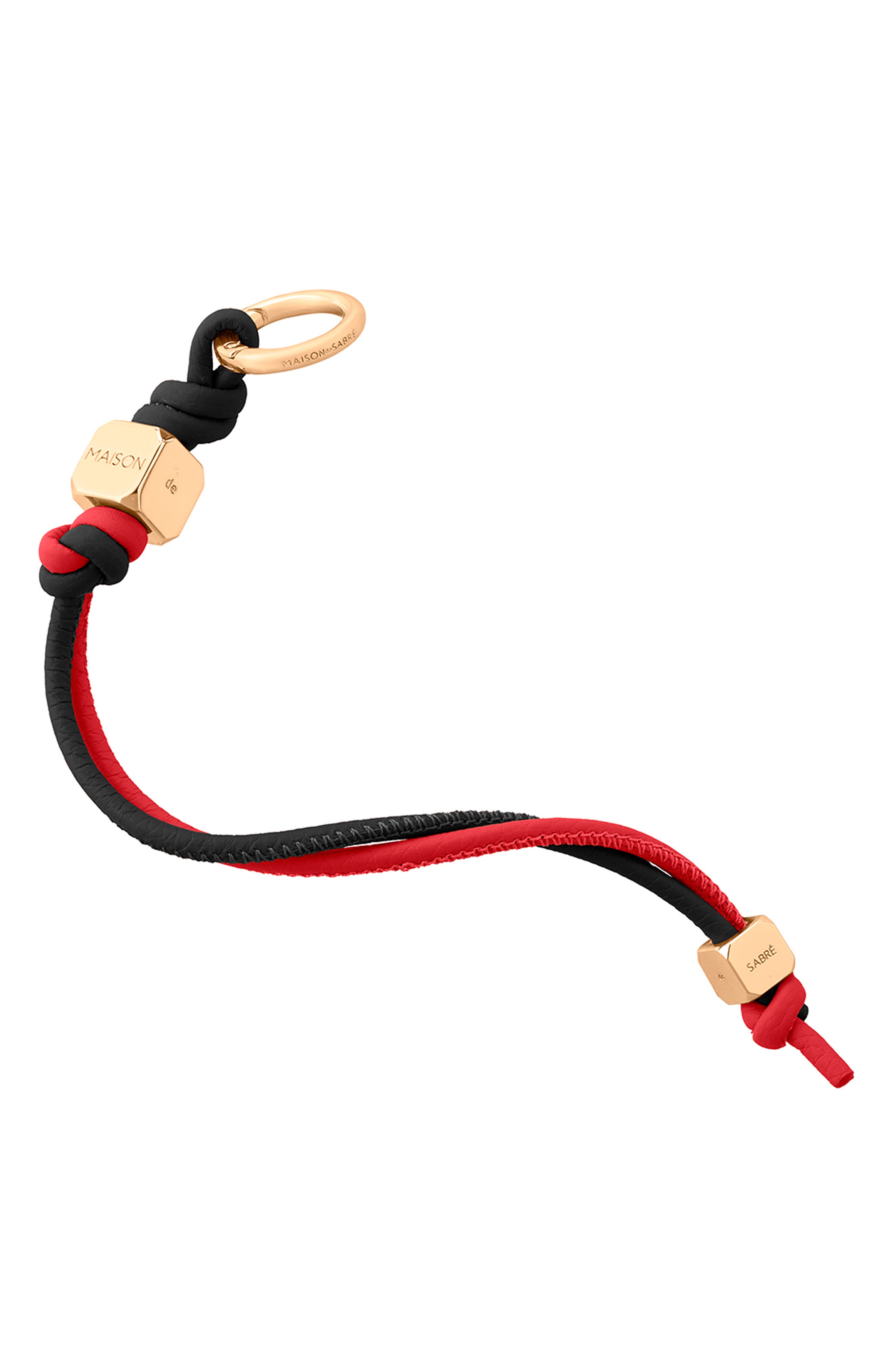 MAISON de SABRÉ Leather Wristlet Charm, Main, color, Rouge Noir