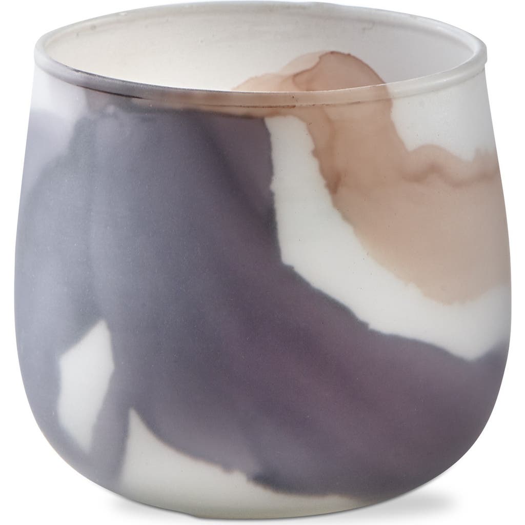 Tag Marble Tealight Candle Holders Matte Finish Purple Glass In Multi