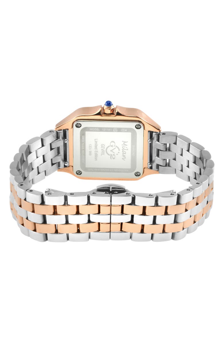 GV2 Milan Diamond Dial Bracelet Watch, 27.5mm - 0.04ct., Alternate, color, Silver/ Rose Gold