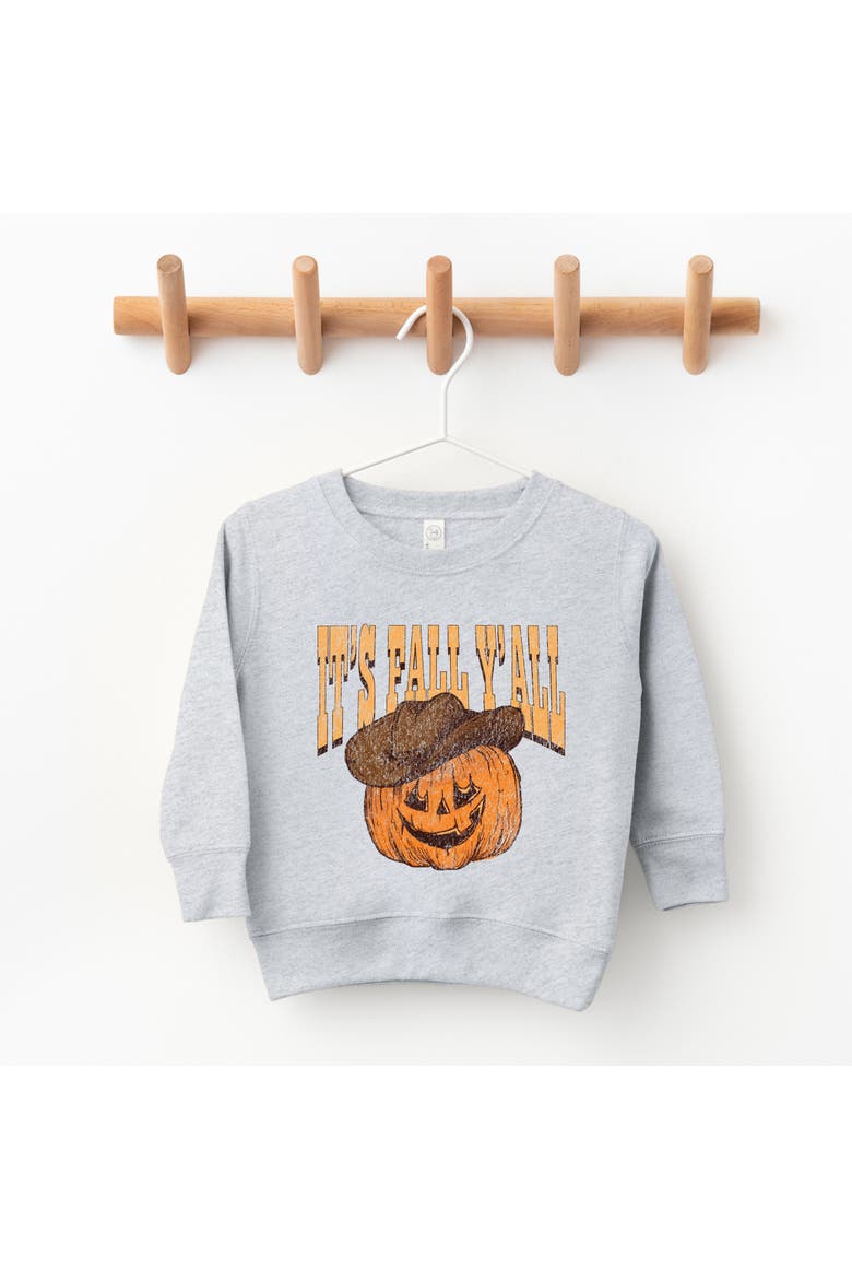 It's Fall Y'all Jack-O-Lantern Toddler Graphic Sweatshirt, Alternate, color, Heather Grey
