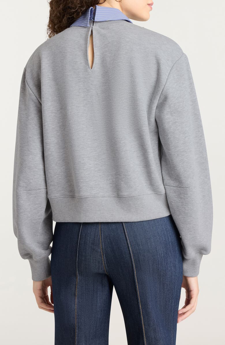 Cinq à Sept Lavina Jewel Embellished Sweatshirt, Alternate, color, Heather Grey/ Blue Stripe