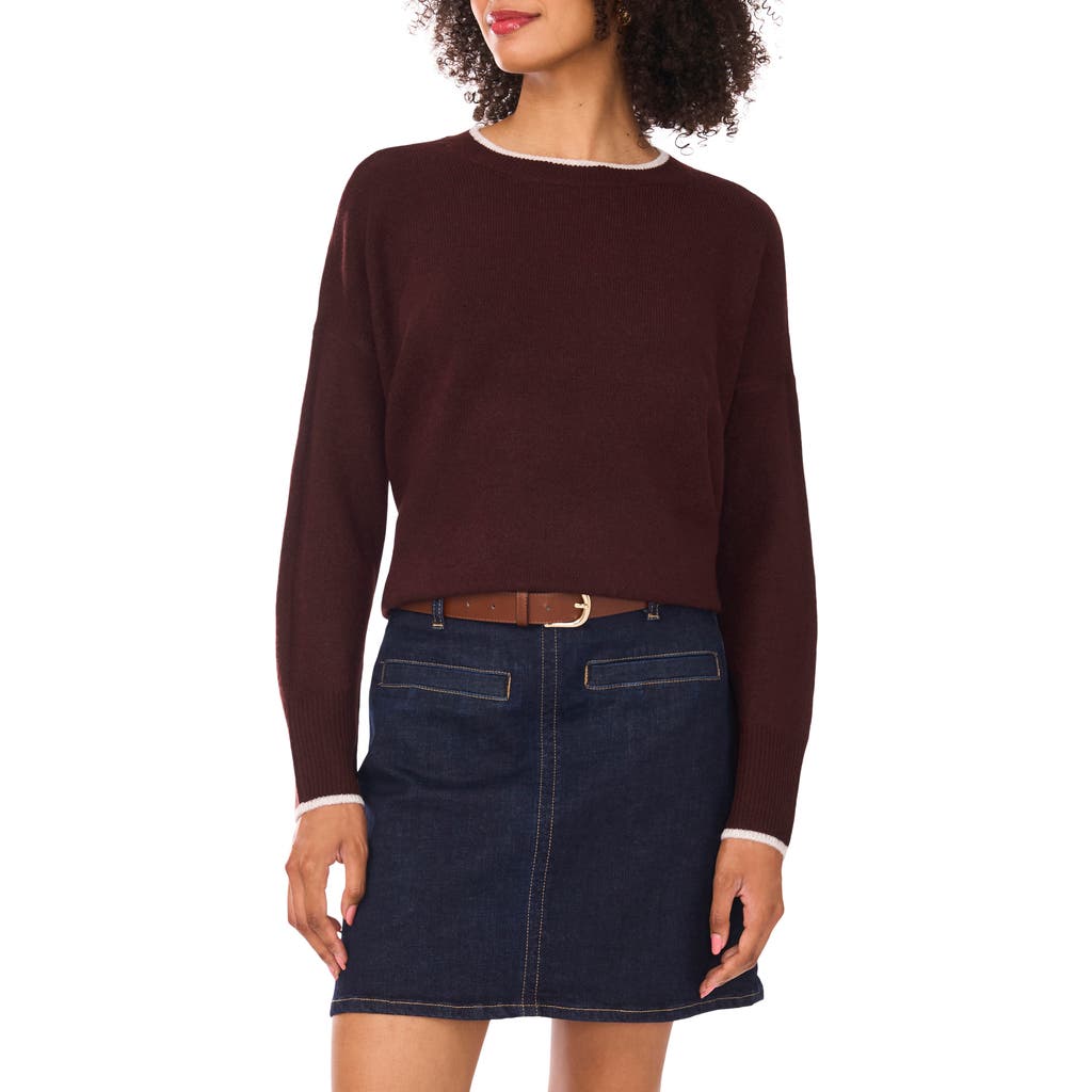 Vince Camuto Tipped Crewneck Sweater In Red