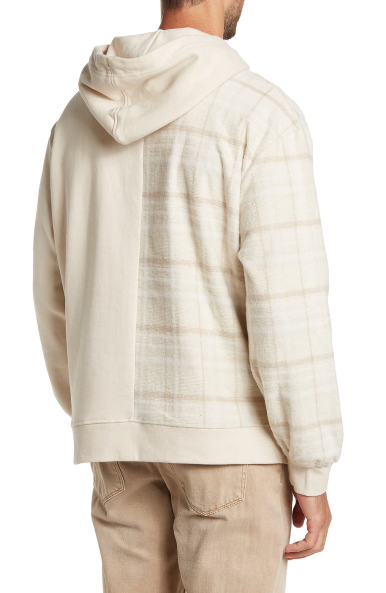 Topman Textured Spliced Check Hoodie, Alternate, color, 