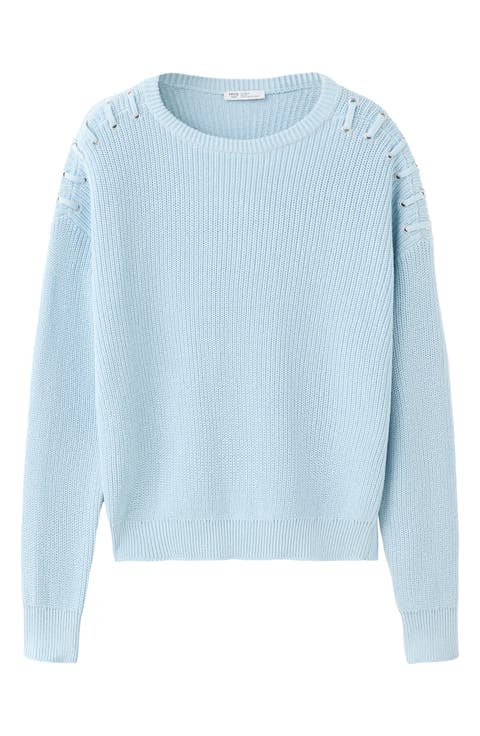Cotton Eyelet Detail Sweater