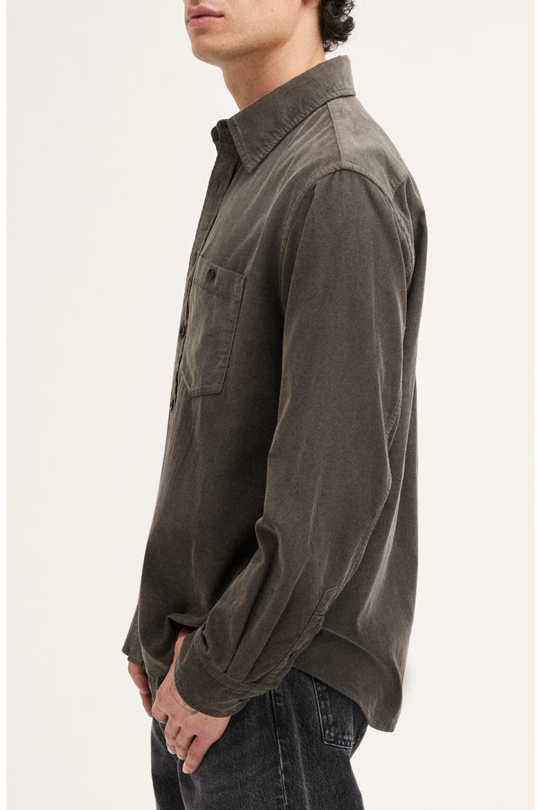 Corduroy Long Sleeve Button Up Shirt, Alternate, color, SOOT