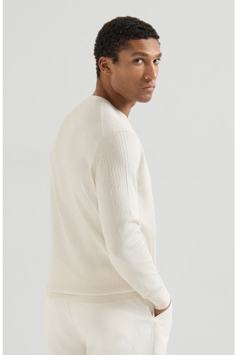 Cotton textured rib lightweight sweater, Alternate, color, White