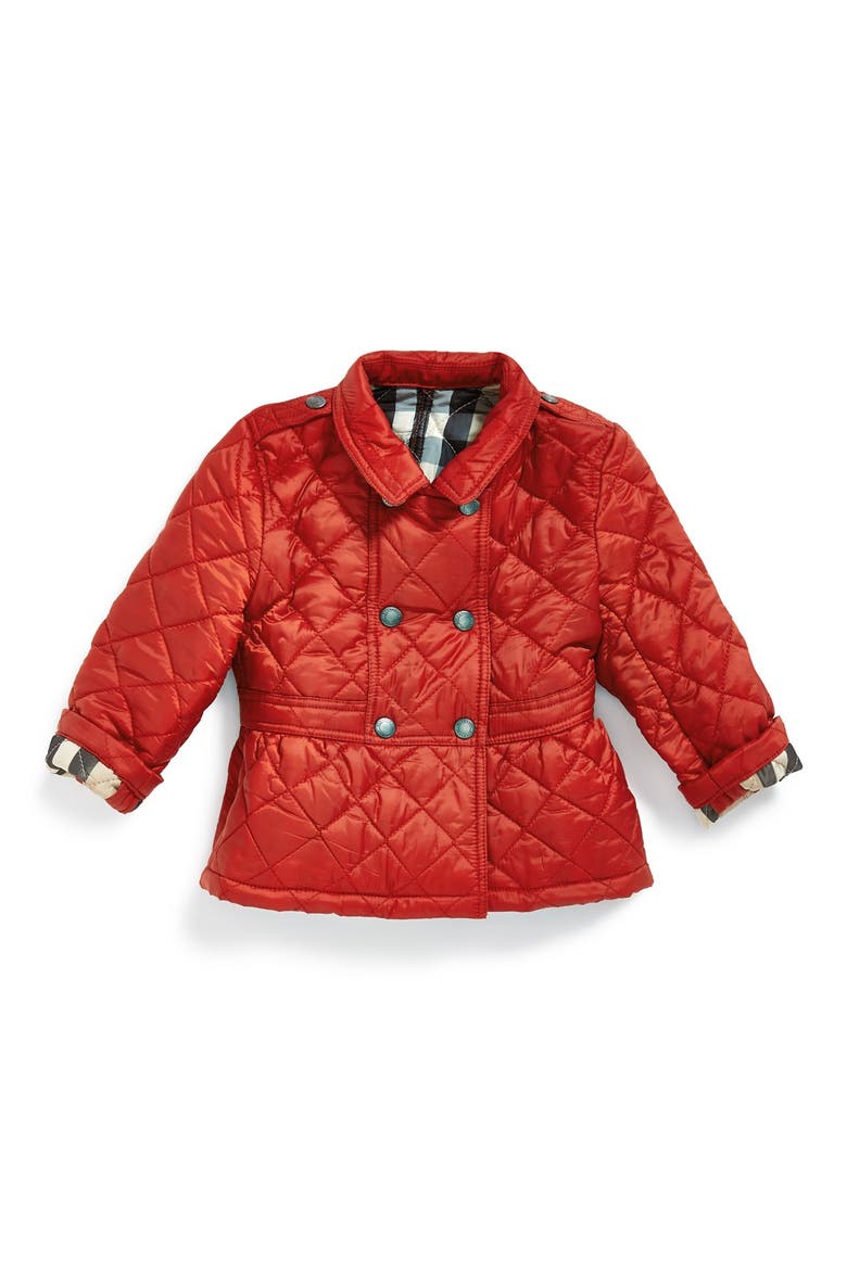 Water Resistant Quilted Nylon Jacket, Main, color, CORAL RED